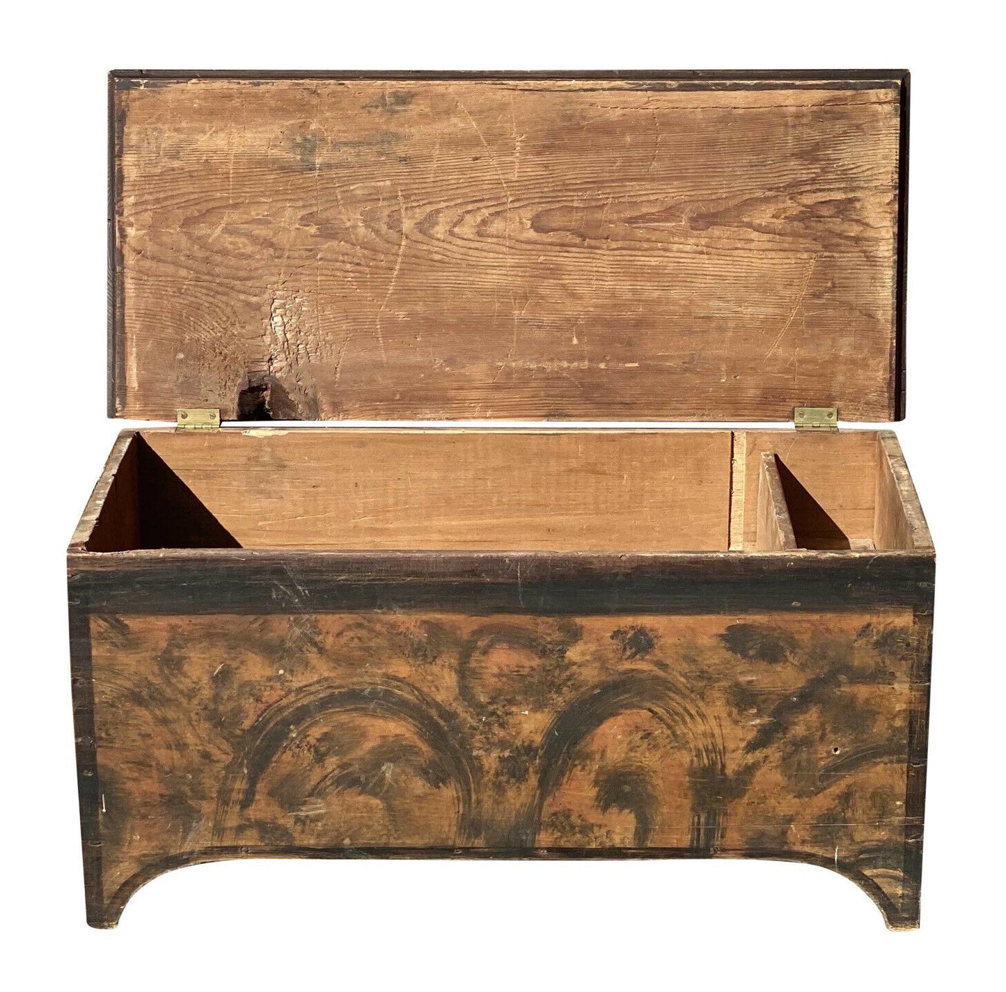18th C Antique Federal Period Vermont Grain Painted Folk Art Box