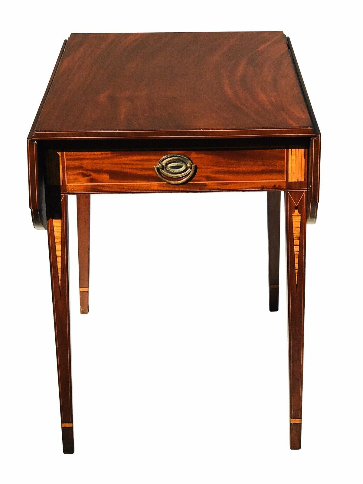 19TH C ANTIQUE PELATIAH BLISS MAHOGANY HEPPLEWHITE DROP LEAF PEMBROKE TABLE