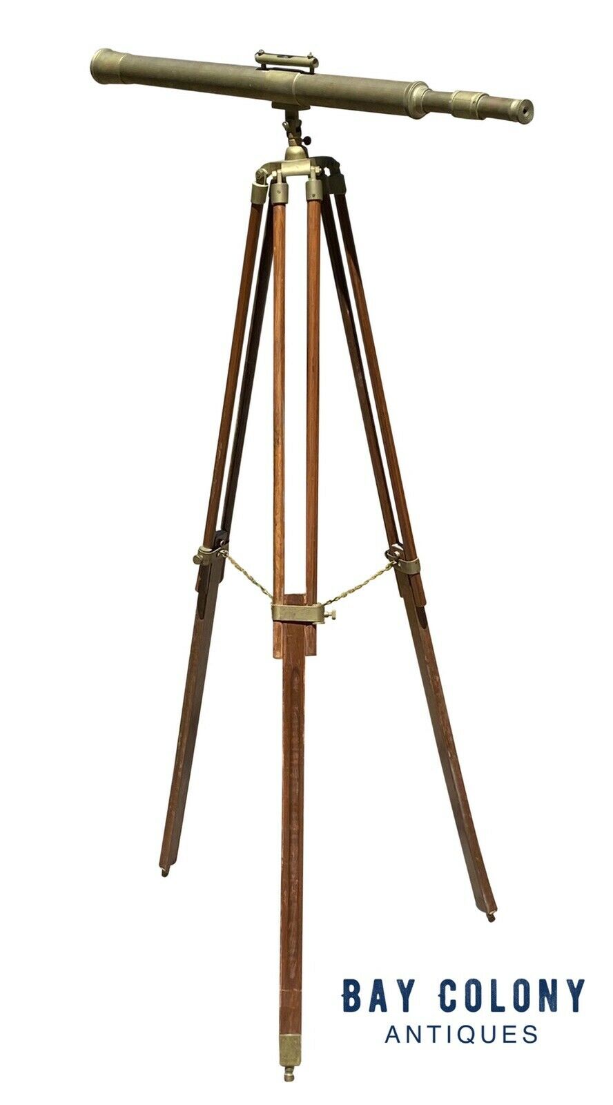 20TH C VINTAGE BRASS MARITIME ADJUSTABLE HEIGHT TELESCOPE ~ CLEAR WORKING OPTICS
