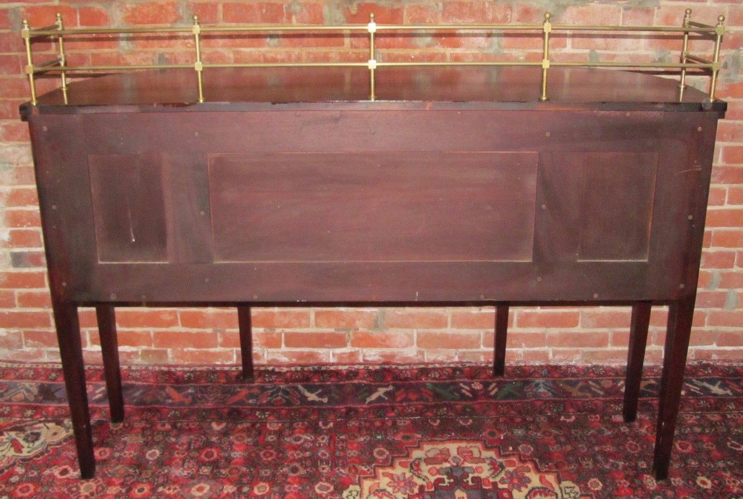 EXCEPTIONALLY FINE HEPPLEWHITE STYLED MAHOGANY INLAID SIDEBOARD - BRASS GALLERY-