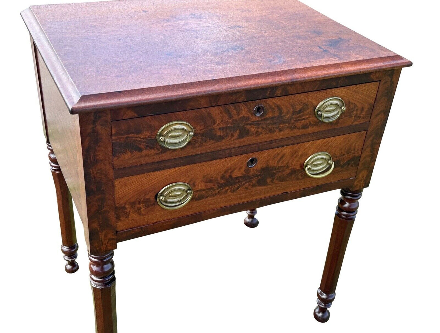 19th Century Antique Sheraton Mahogany Worktable / Stand With Octagonal Legs