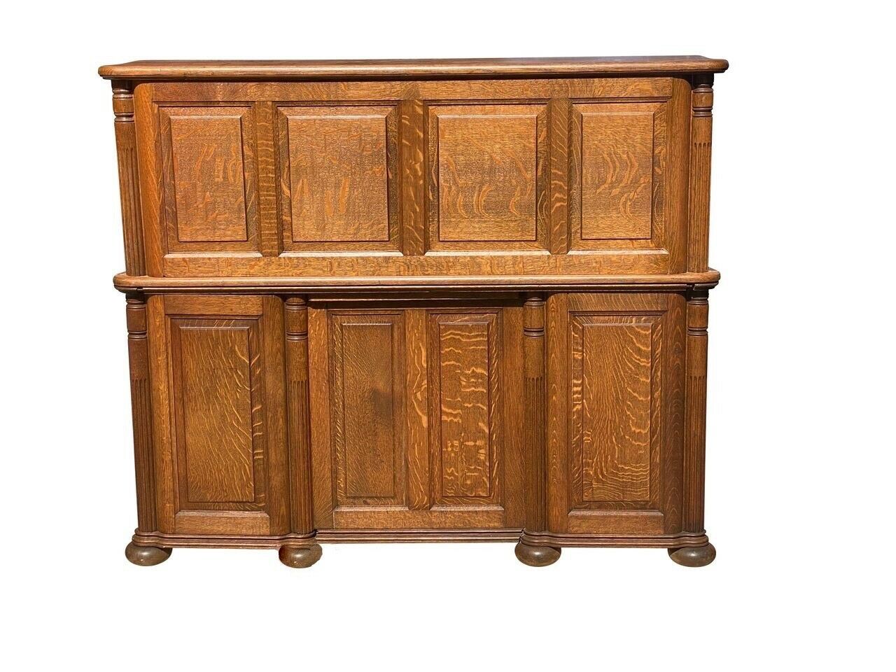 19TH C ANTIQUE VICTORIAN CUTLER DESK COMPANY TIGER OAK S CURVE ROLL TOP DESK