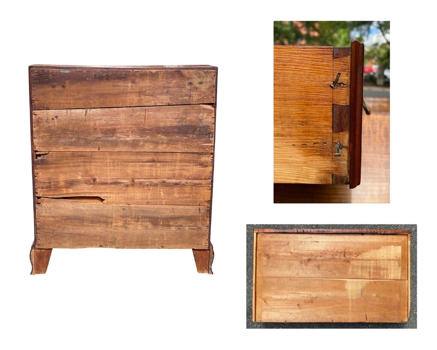 18th C Antique New England Chippendale Apple Wood Slant Lid Secretary Desk
