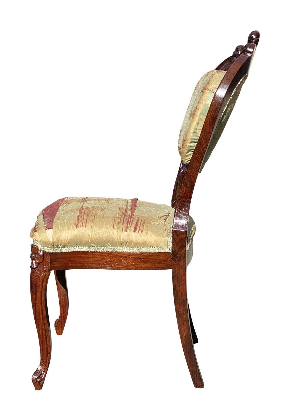 19th C Antique Rococo Carved Rosewood Parlor Chair