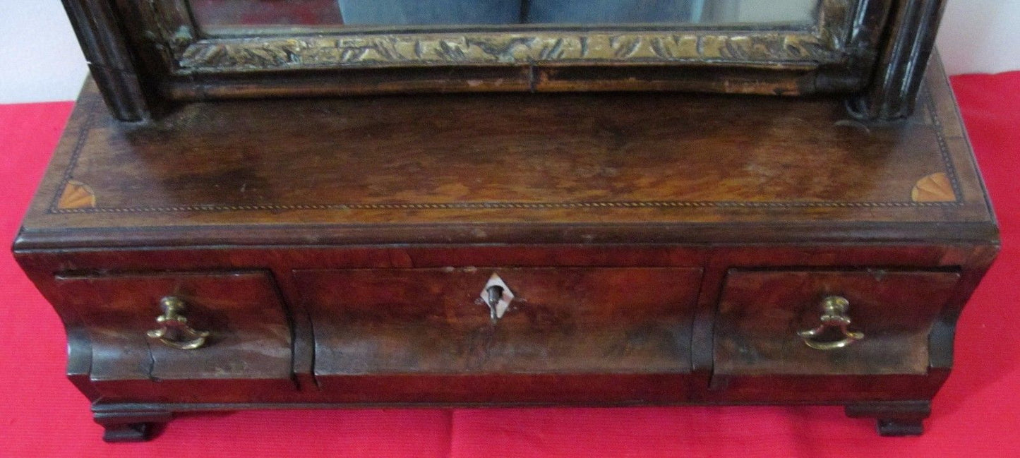 IMPORTANT EARLY 18TH CENTURY INLAID QUEEN ANNE SHAVING MIRROR-BEST SPECIMEN!