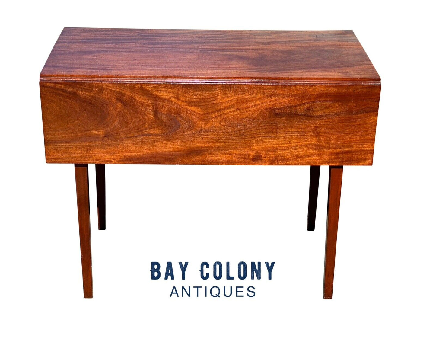 Antique Mahogany Federal Period Drop Leaf Table With Inlay & One Drawer