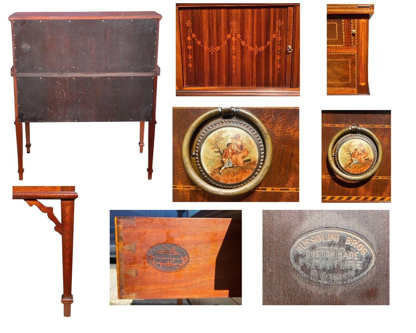 20th C Federal Antique Style Mahogany Tambour Ladies Desk - Seymour Reproduction