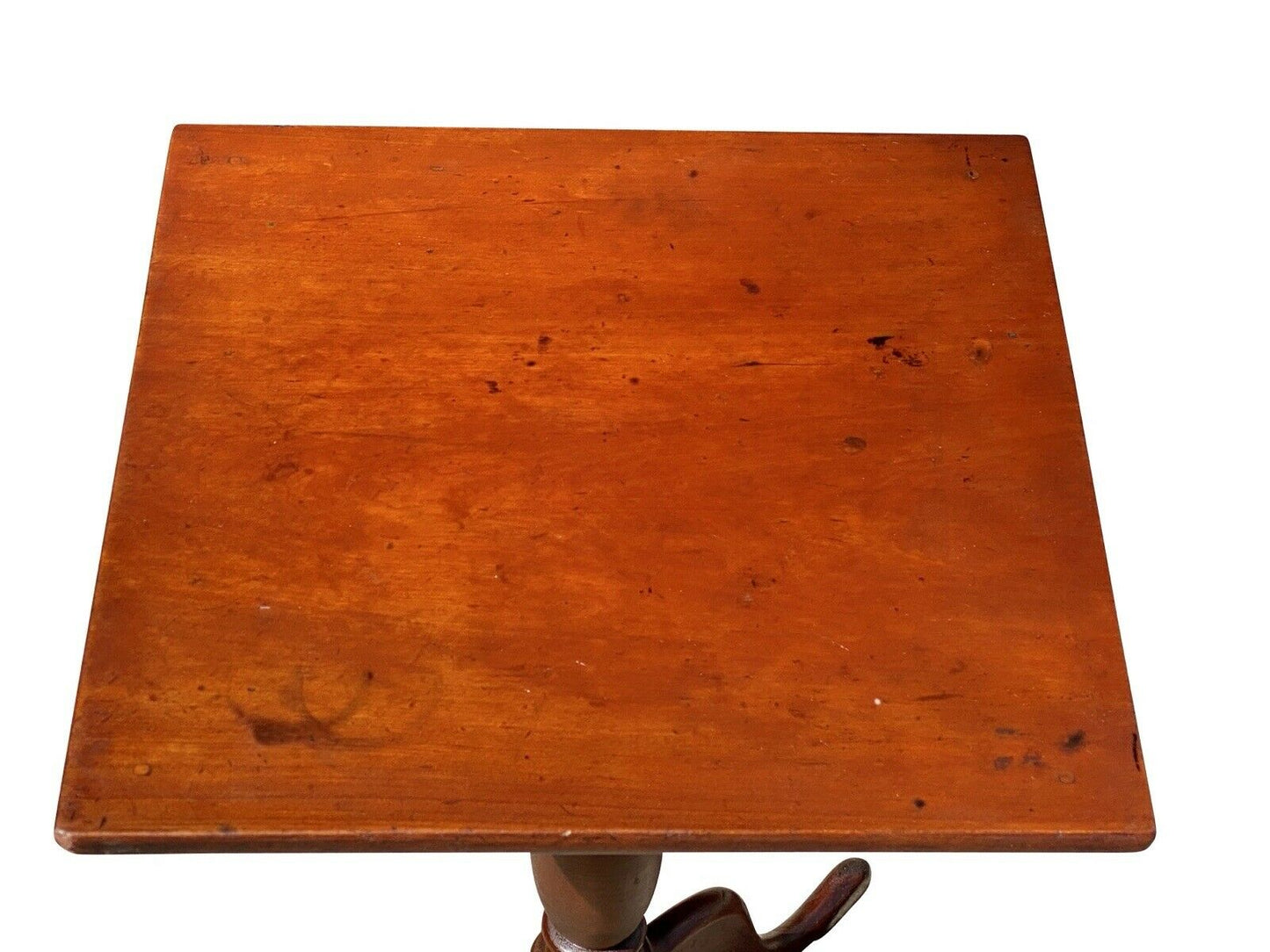 18th C Antique Queen Anne New England Country Cherry Candlestand / End Table