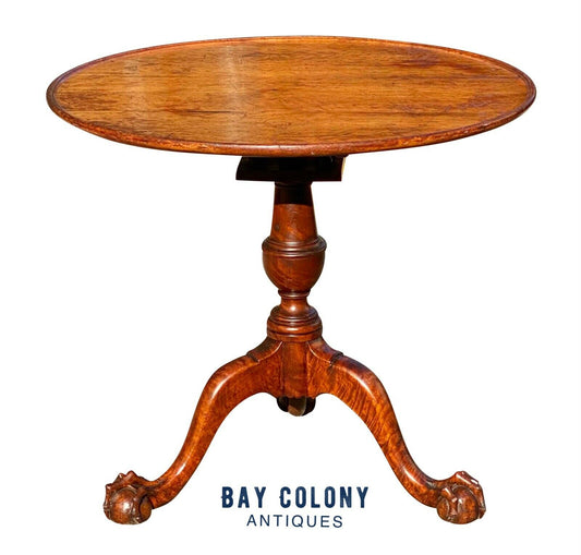 18th C Antique Philadelphia Chippendale Walnut Dish Top Tea Table - Tilt Top