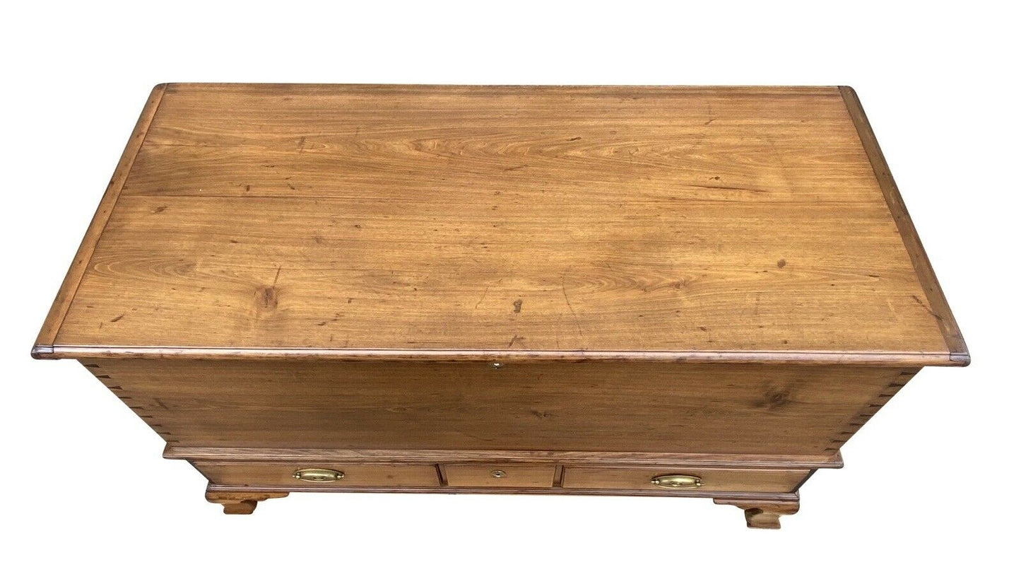 20th C Queen Anne Antique Style Pennsylvania Softwood Blanket Chest with Drawers