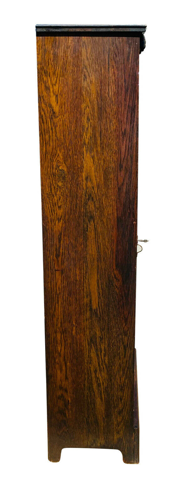 19TH C ANTIQUE VICTORIAN TIGER OAK SINGLE DOOR BOOKCASE / CHINA CABINET
