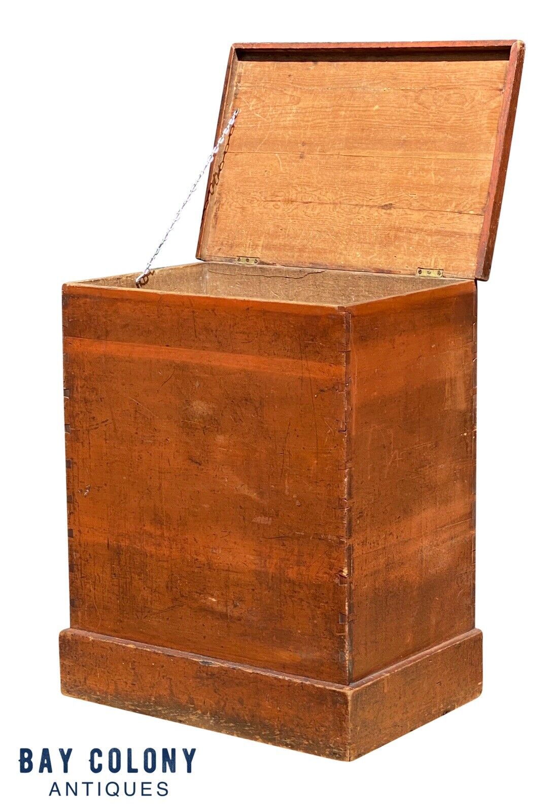 19th C Antique Country Primitive Pine Grain Bin / Lift Top Chest