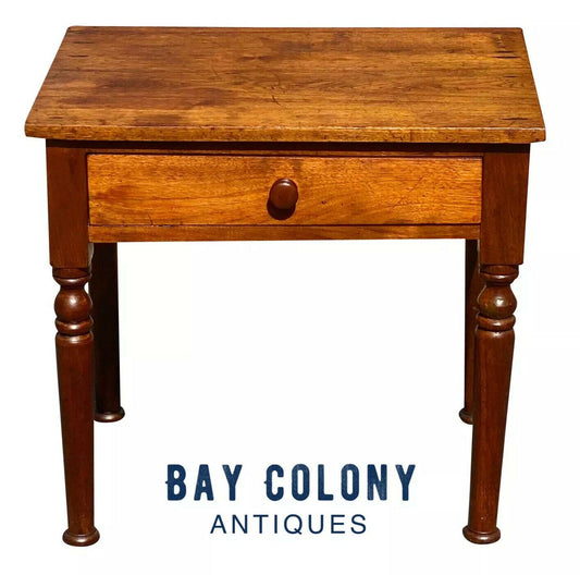18TH C ANTIQUE FEDERAL PERIOD VIRGINIA WALNUT 1 DRAWER WORK TABLE / NIGHTSTAND