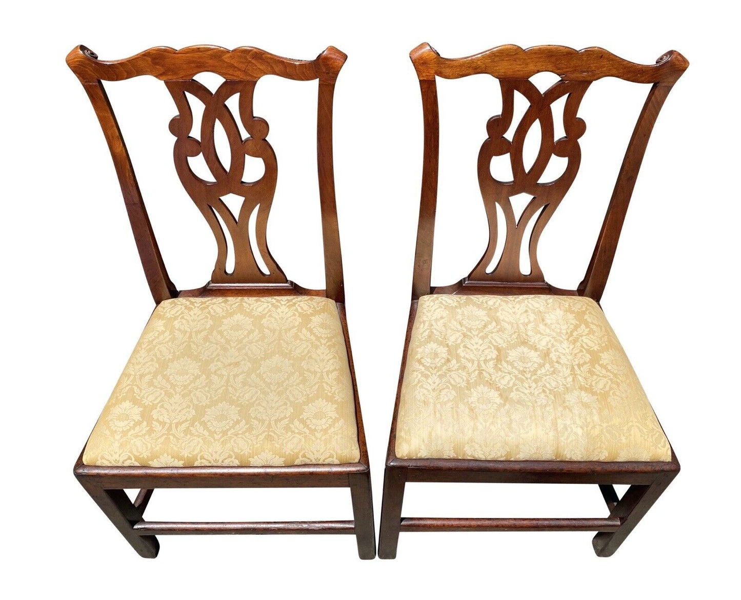 18th C Antique Pair of Chippendale Mahogany Side Chairs