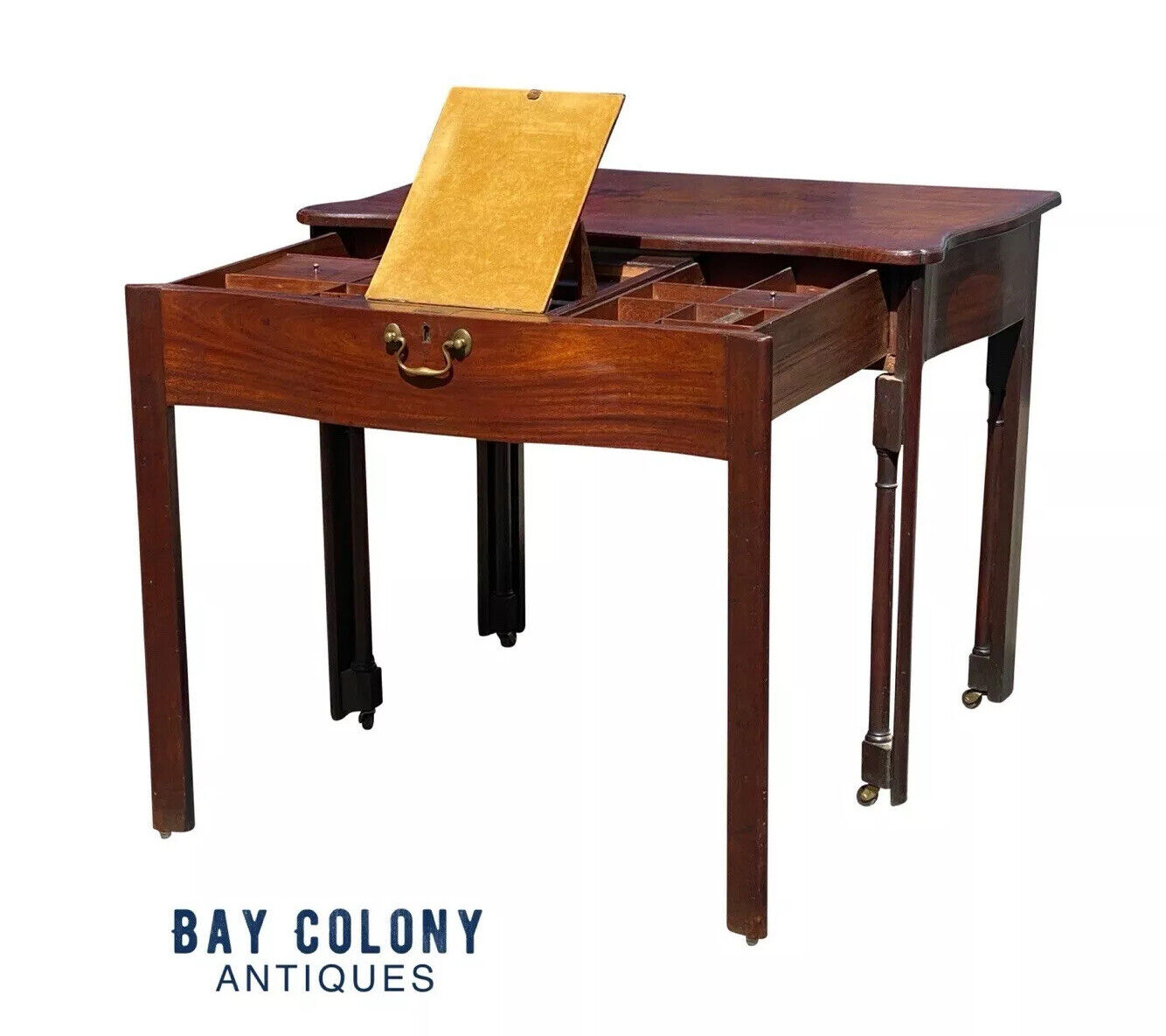 18th C Antique Irish Chippendale Mahogany Writing Desk / Dressing Table - Lowboy