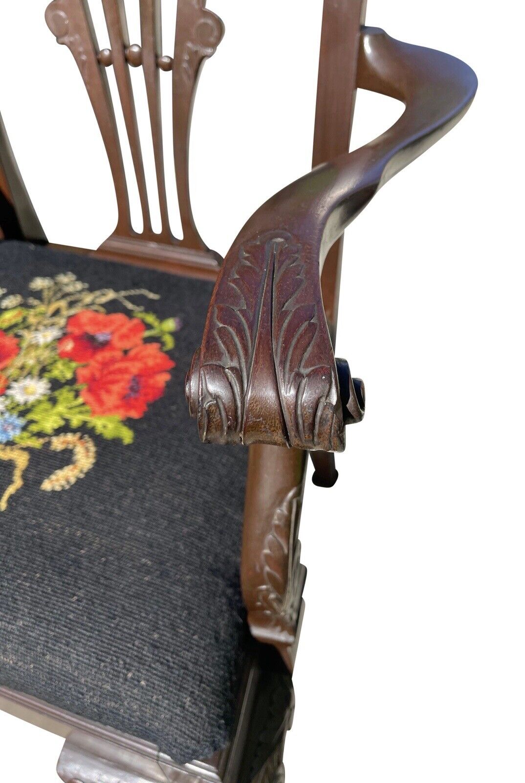 Late 19th Century Chippendale Mahogany Desk Chair - Elaborately Carved & Rare
