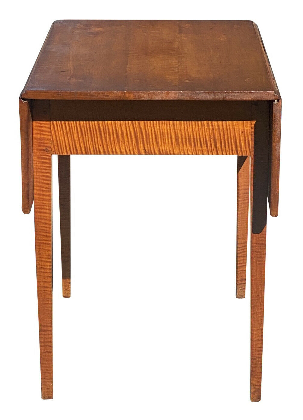 19th C Antique Federal Period Hepplewhite Tiger Maple Drop Leaf Pembroke Table