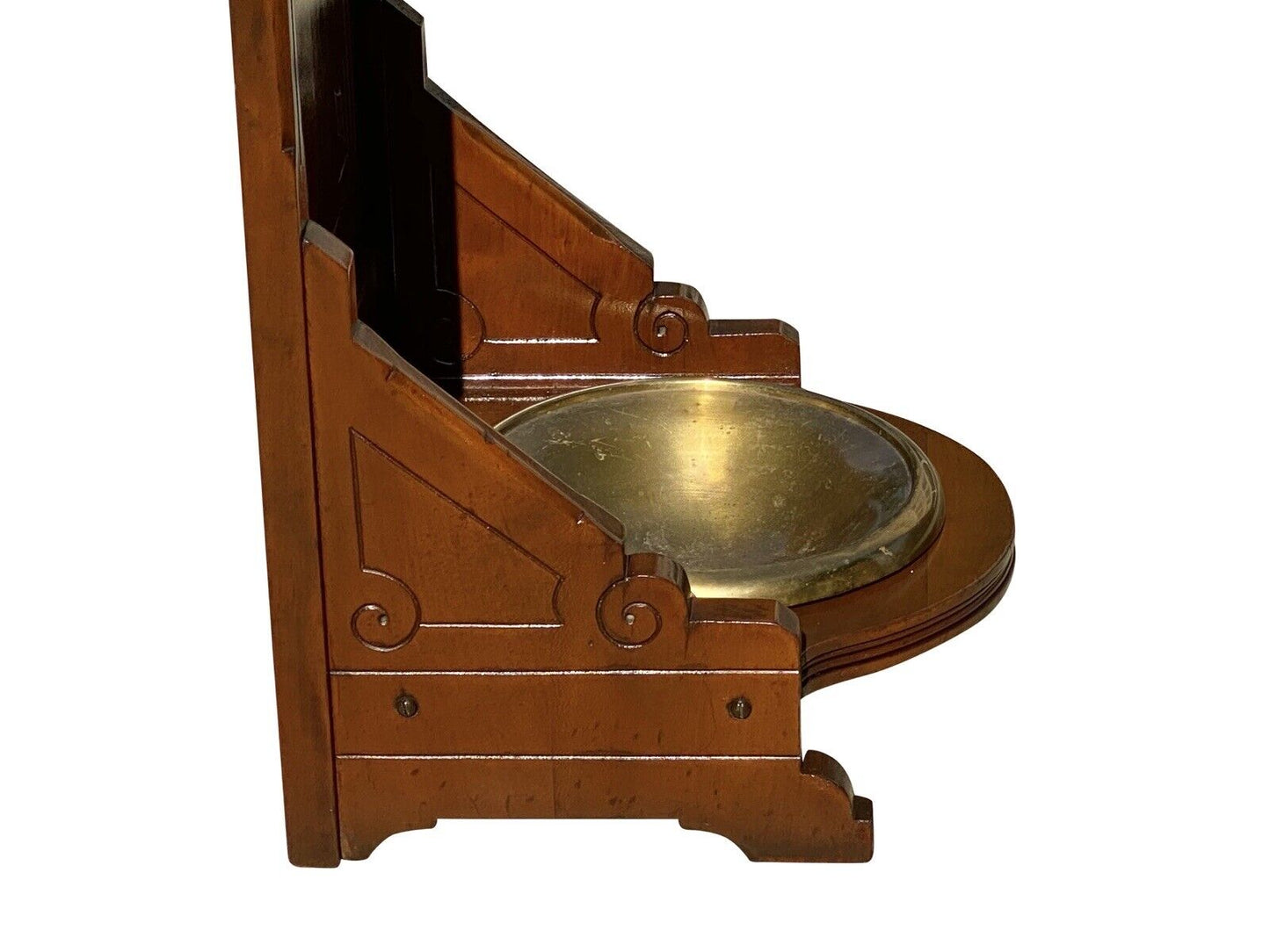 Antique Eastlake Victorian Cherry Umbrella Stand With Original Brass Water Basin