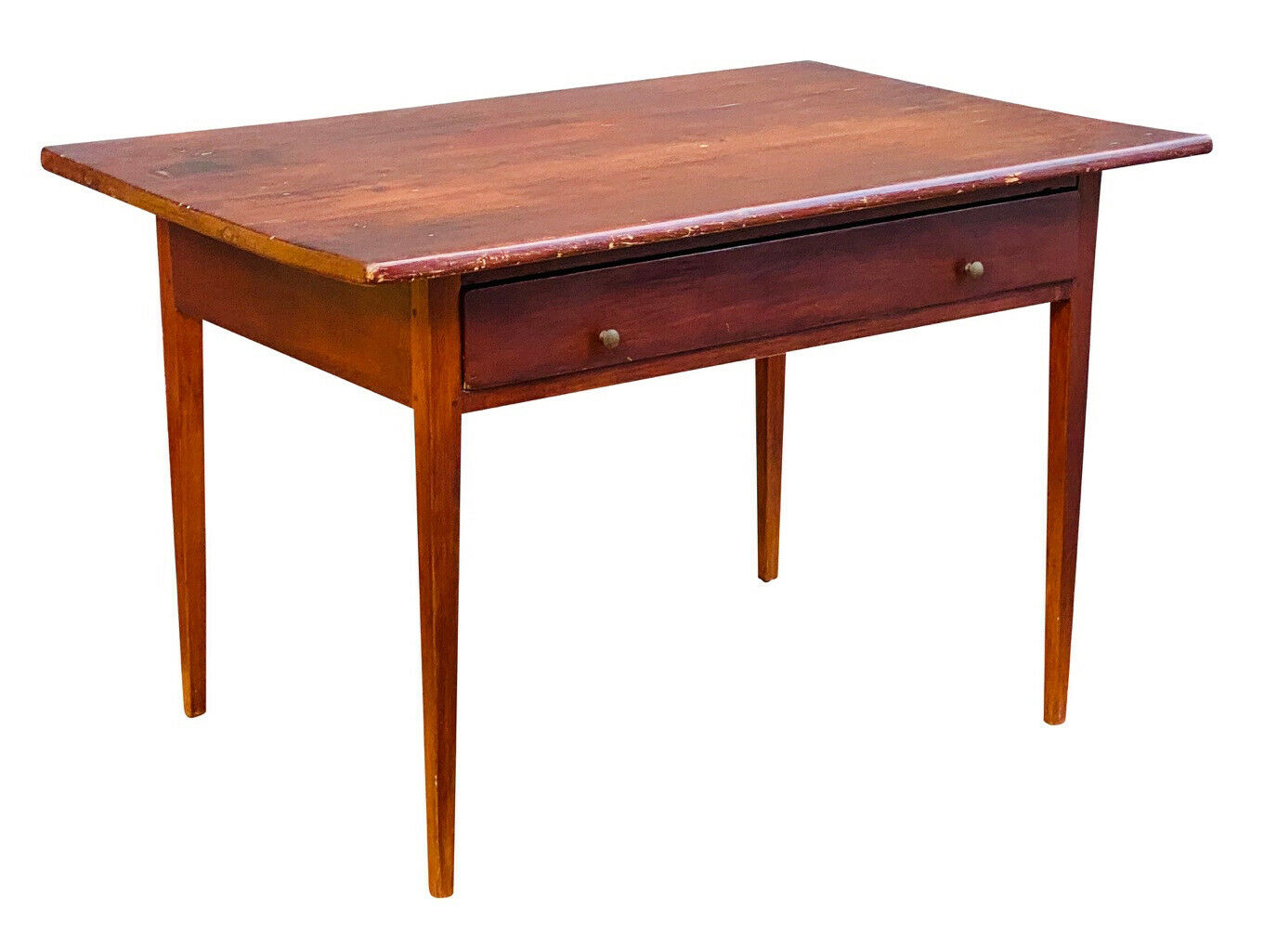 19th C Antique New Hampshire Pine Hepplewhite 1 Drawer Tavern Table