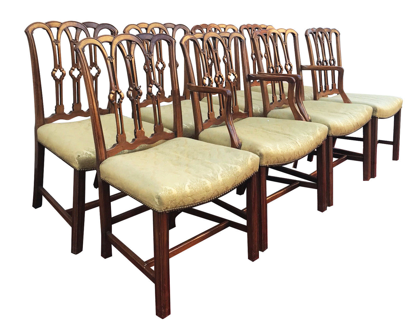 FINE CHIPPENDALE STYLE SET OF 8 MAHOGANY DINING CHAIRS WITH SPECIAL FEATURES
