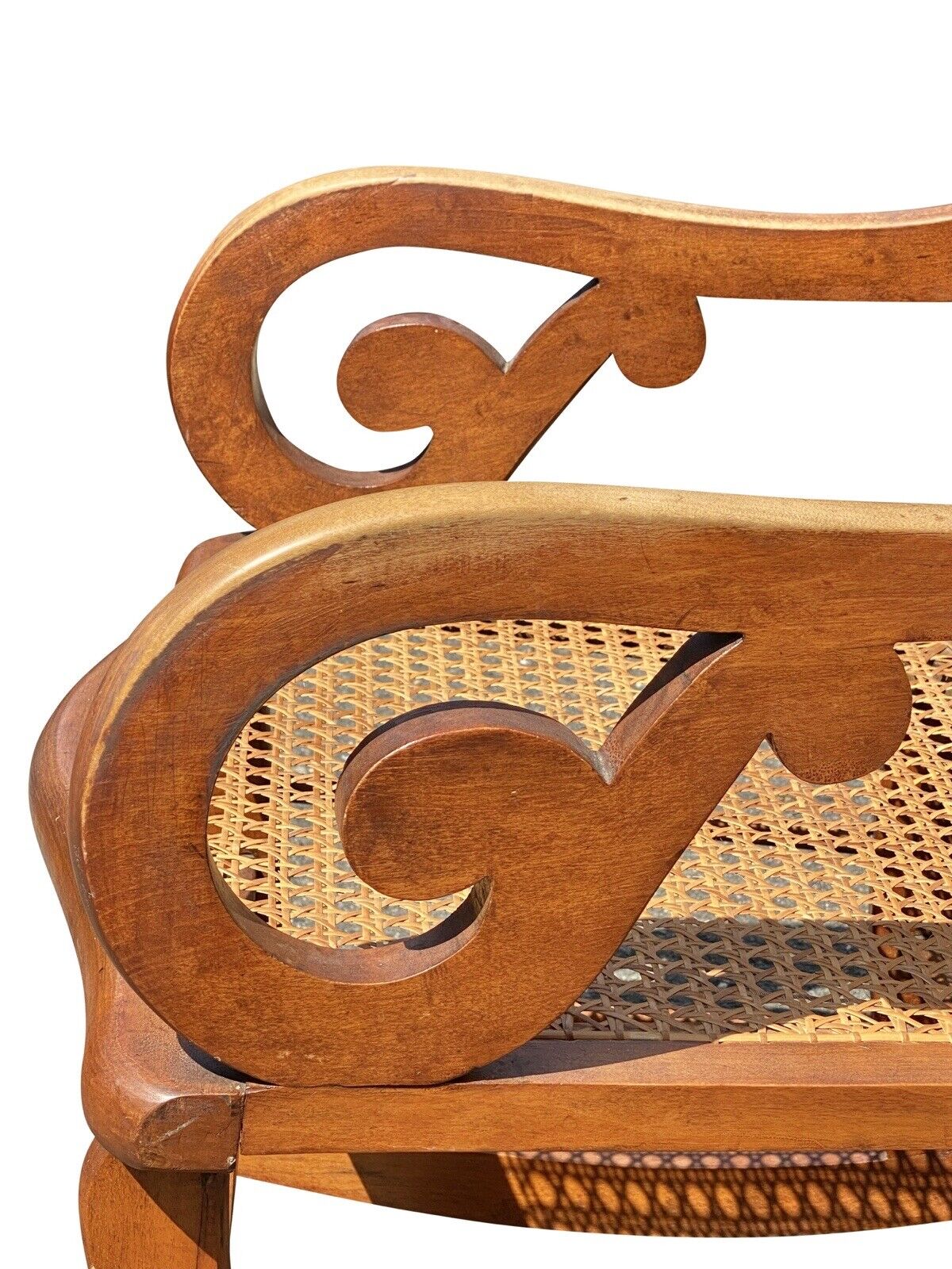 Antique Late 19th Century Tiger Maple Lincoln Rocking Chair With Whale Tail Arms