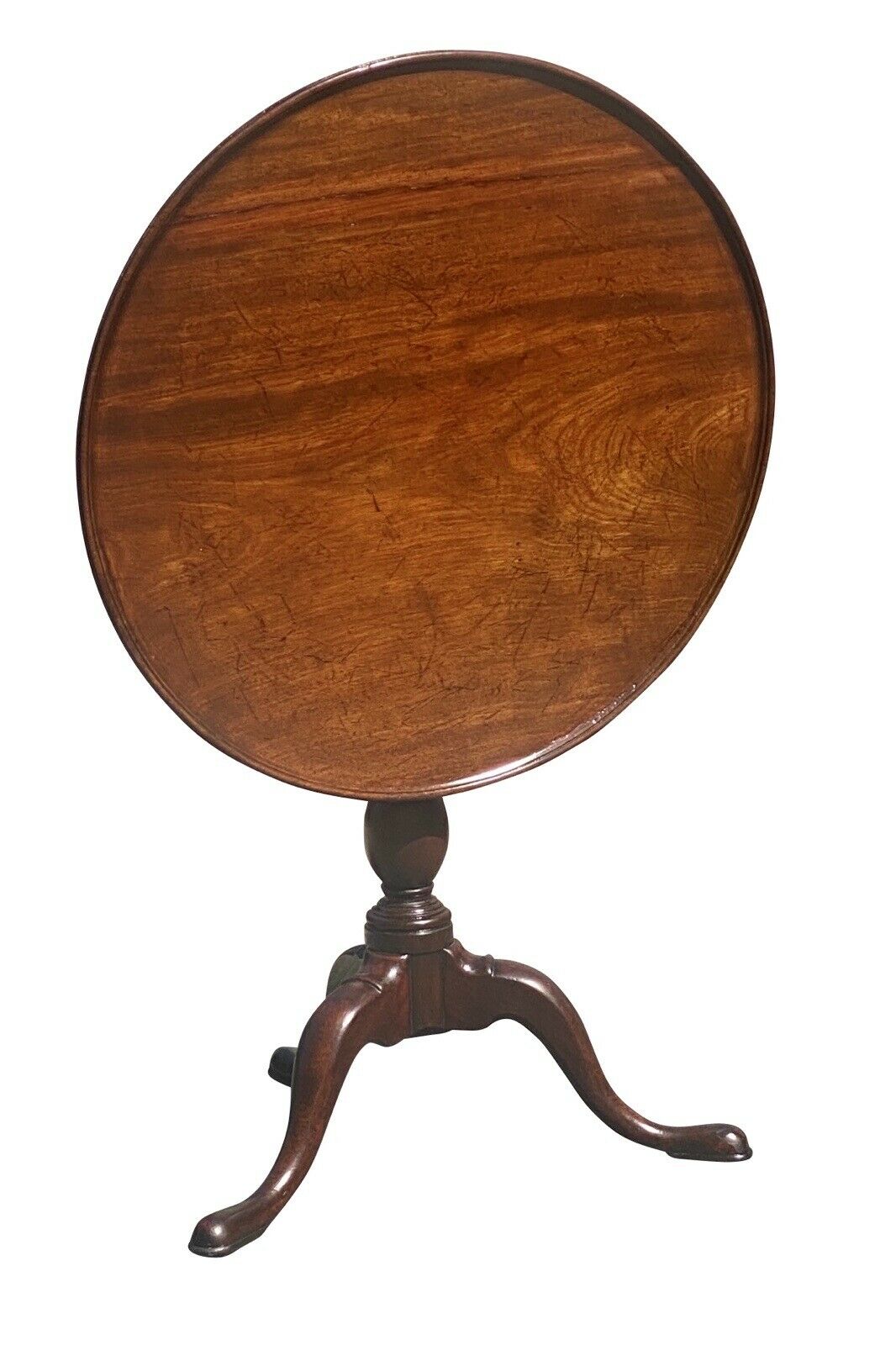 19th C Antique Queen Anne Style Mahogany Dish Top Tea Table - Philadelphia