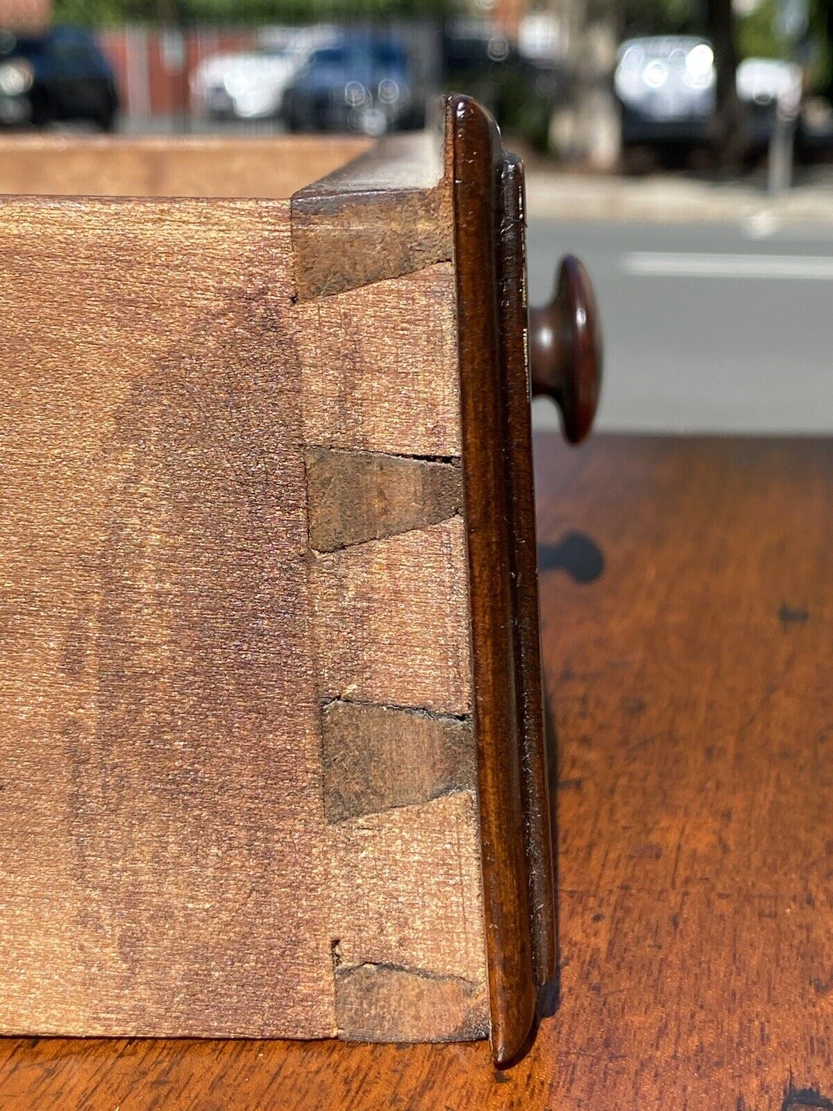 19th C Antique Walnut Hepplewhite Splayed Leg Worktable / Nightstand