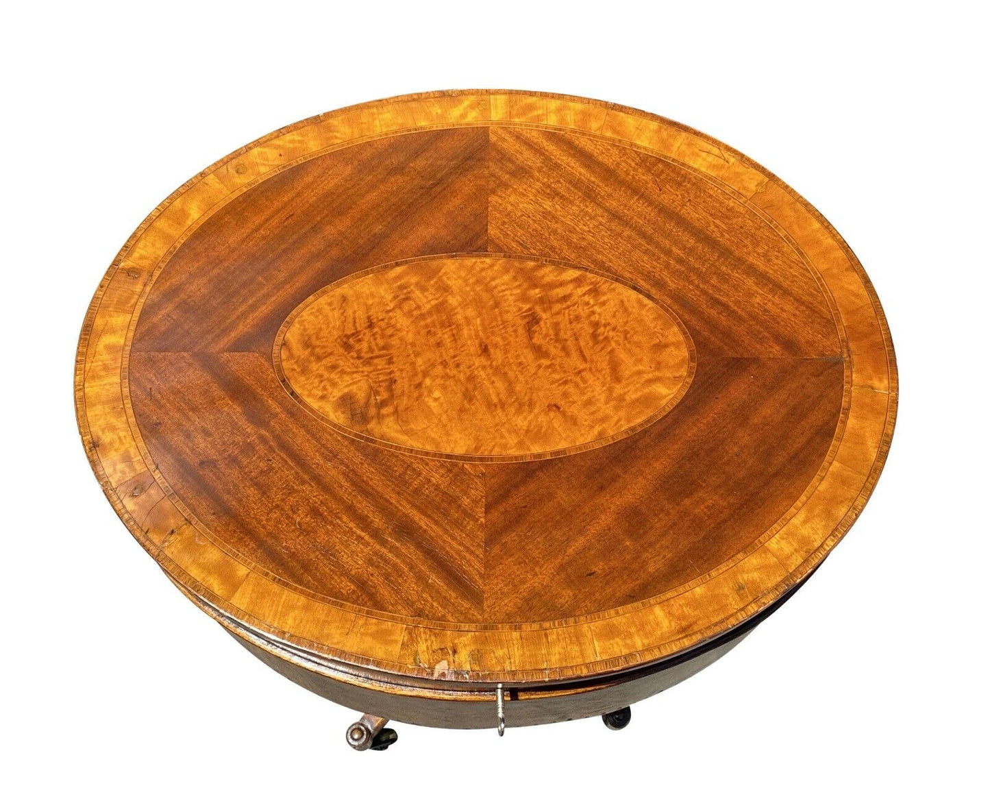 19th C Antique Regency Mahogany & Satinwood Sewing Stand / Work Table