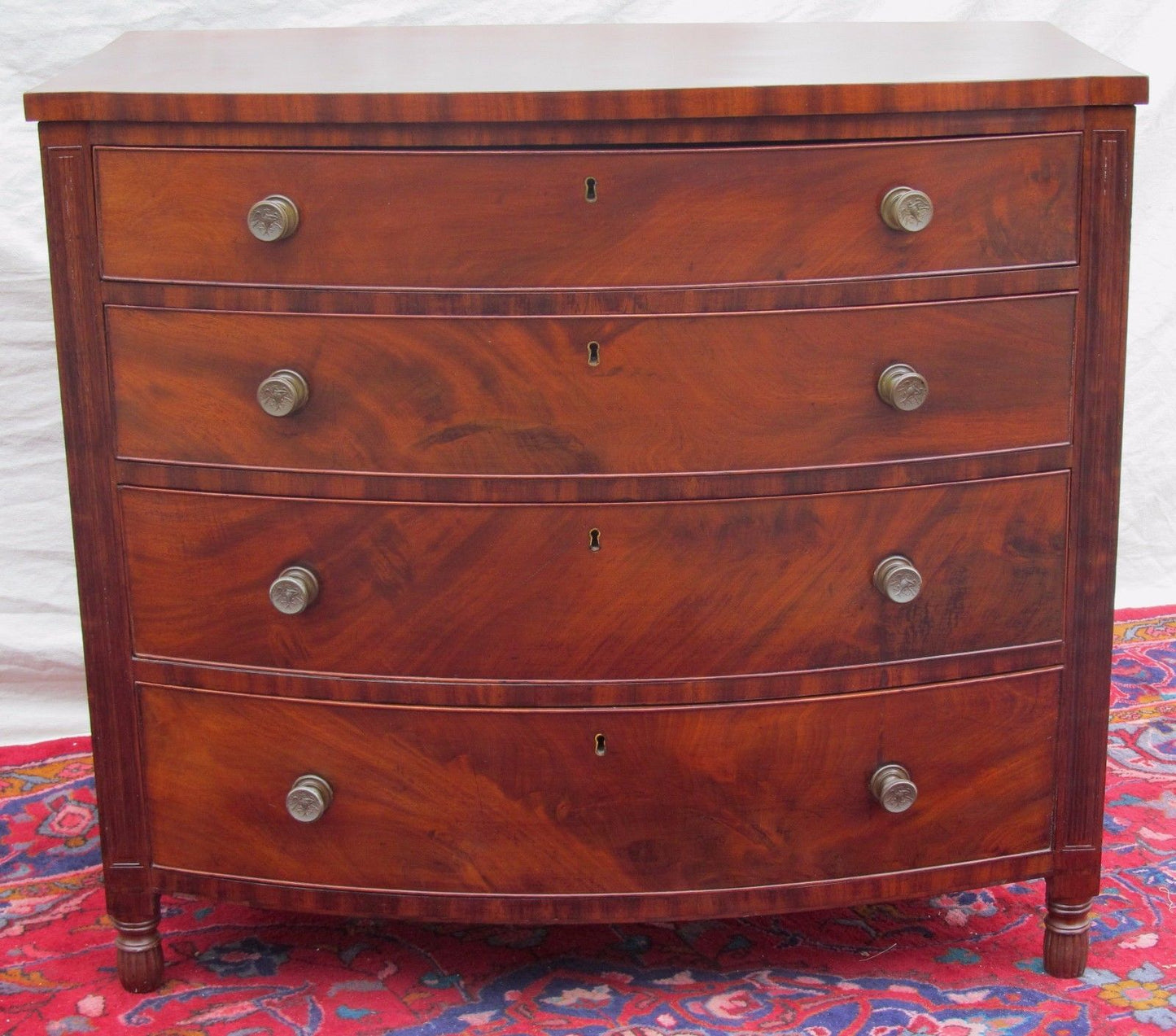 FEDERAL PERIOD PHILADELPHIA BOW FRONT MAHOGANY DRESSER