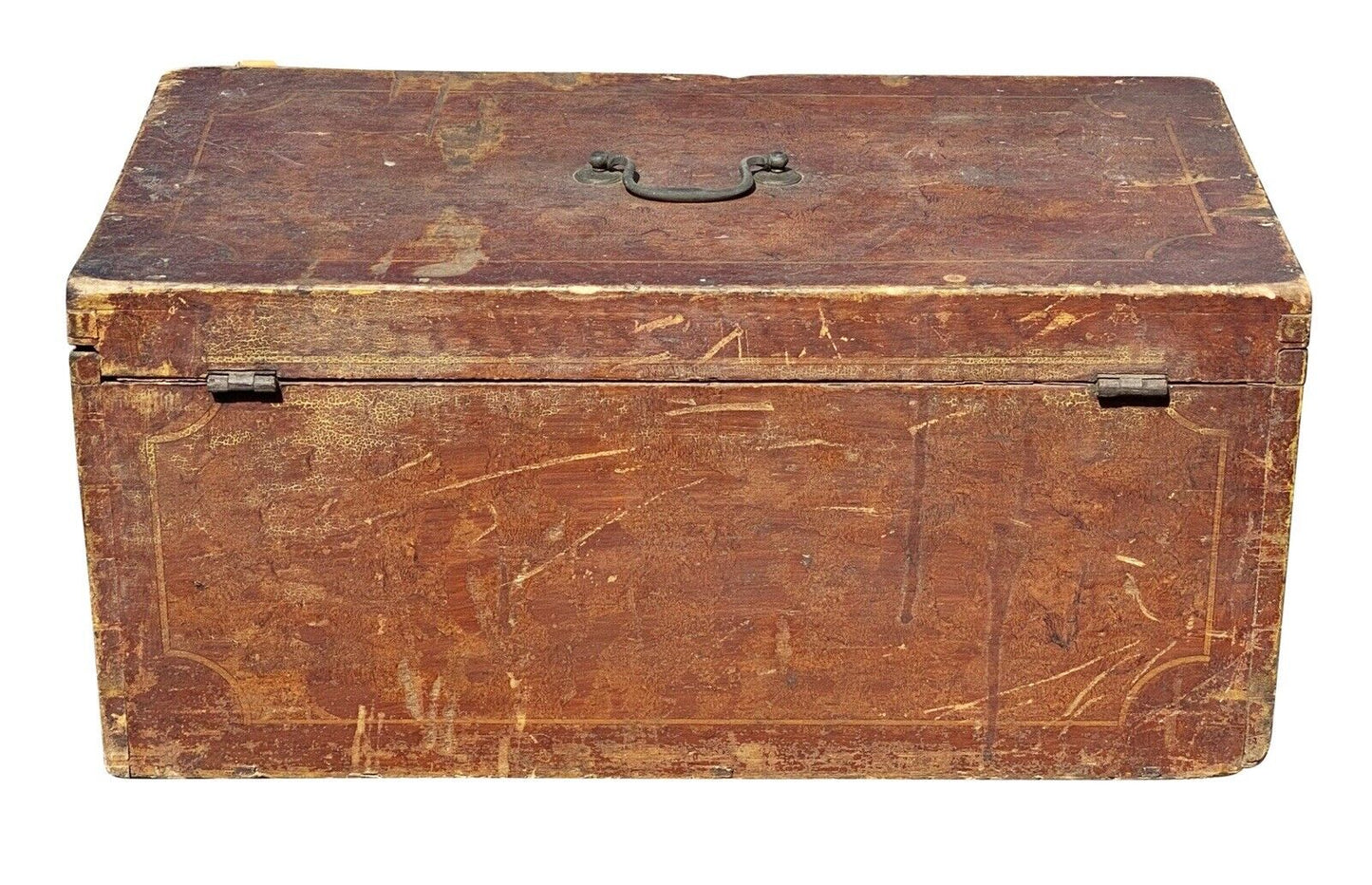 Antique Painted Document Box - Faux Tortoise Shell Decoration