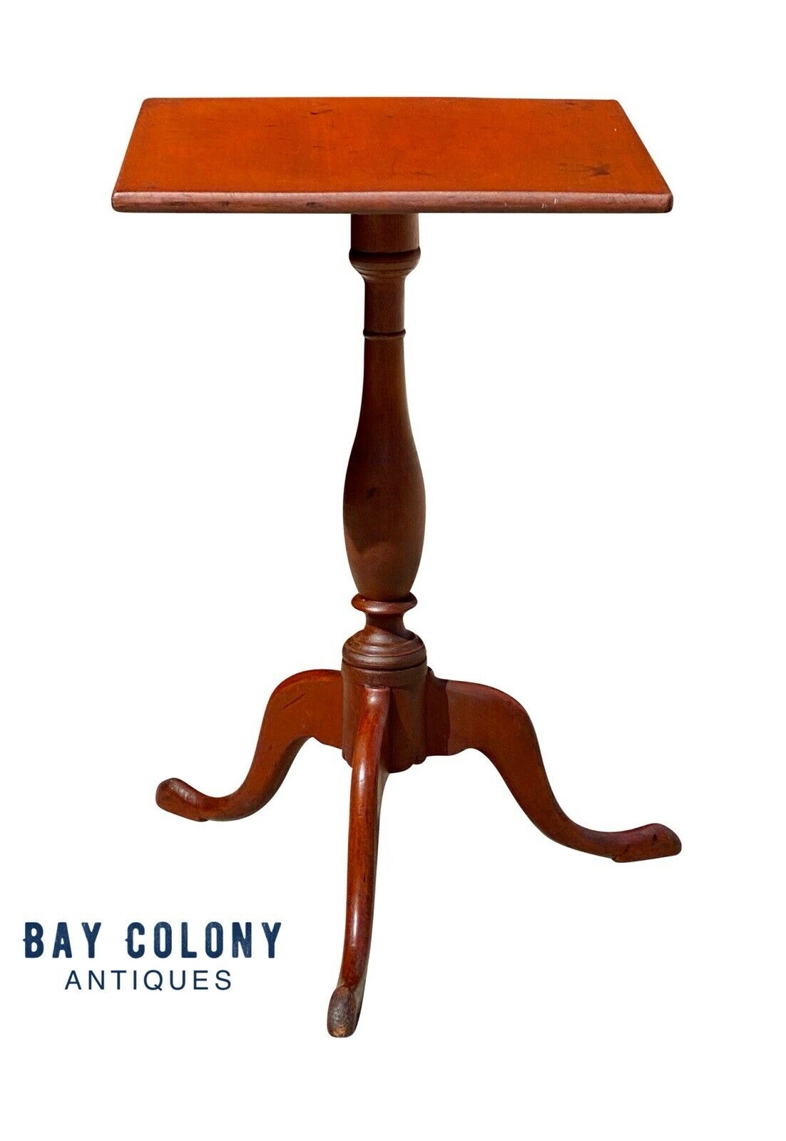 18th C Antique Queen Anne New England Country Cherry Candlestand / End Table
