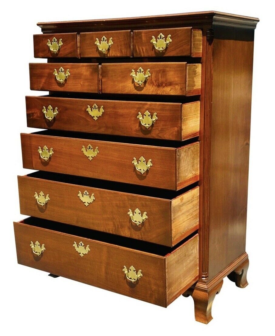18TH C ANTIQUE CHIPPENDALE PENNSYLVANIA WALNUT TALL CHEST / DRESSER ~ YORK PA