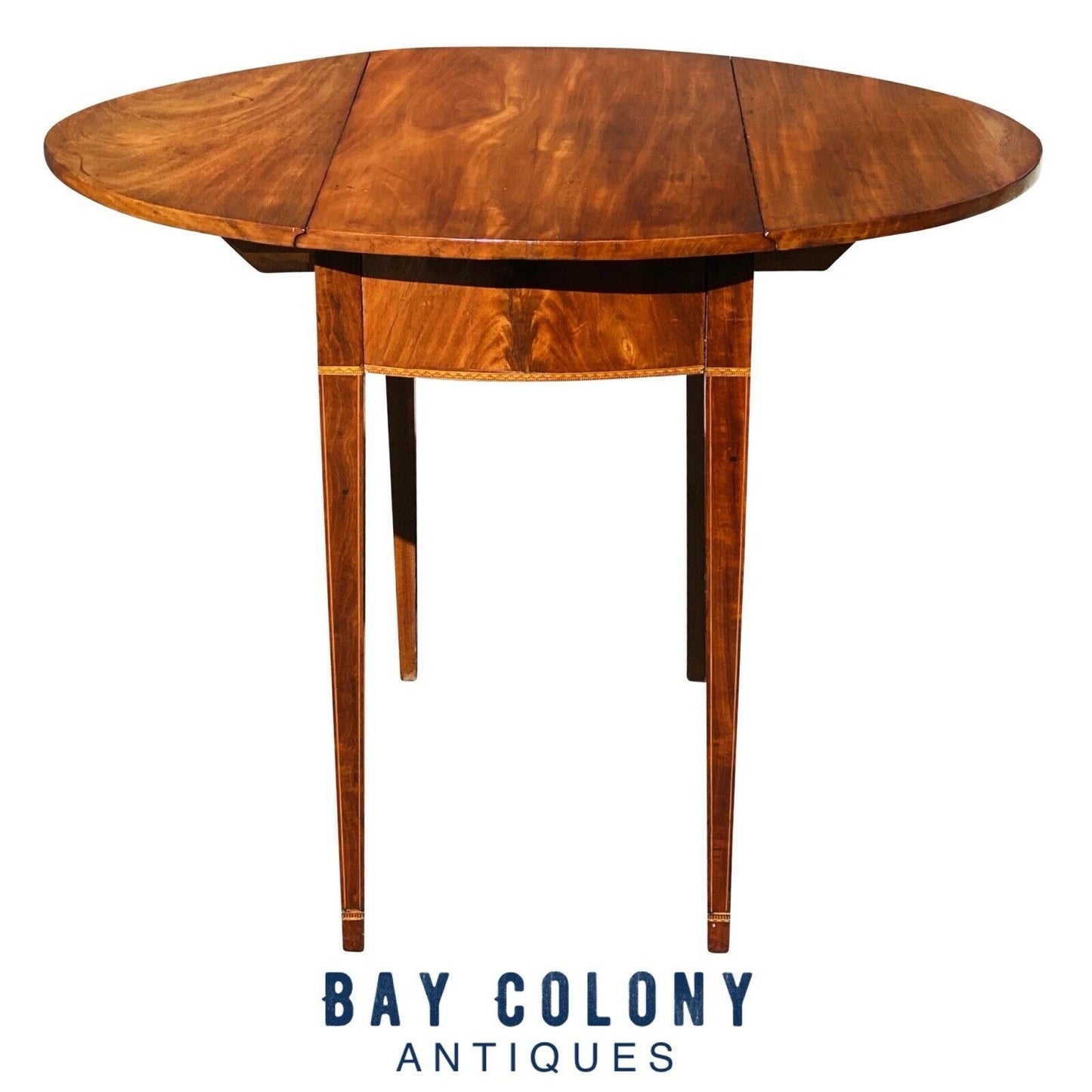 19TH C ANTIQUE FEDERAL PERIOD MAHOGANY HEPPLEWHITE DROP LEAF PEMBROKE TABLE