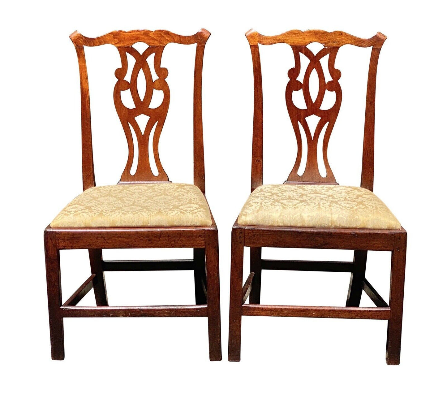 18th C Antique Pair of Chippendale Mahogany Side Chairs