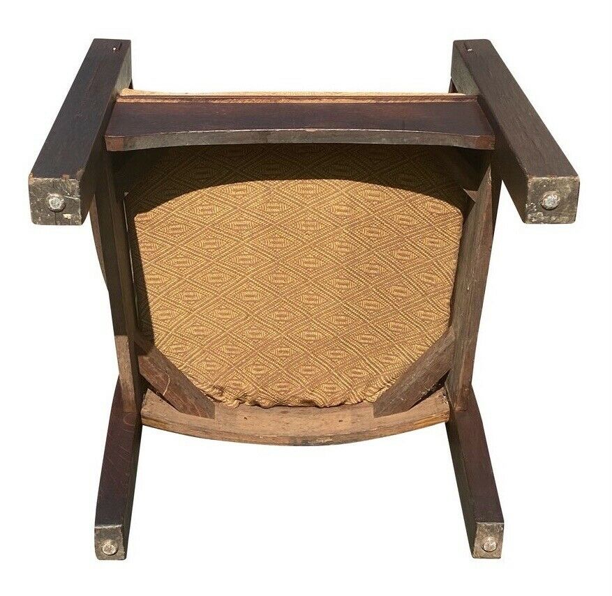 20TH C ANTIQUE ARTS & CRAFTS HARDEN TIGER OAK SLATTED ARM CHAIR