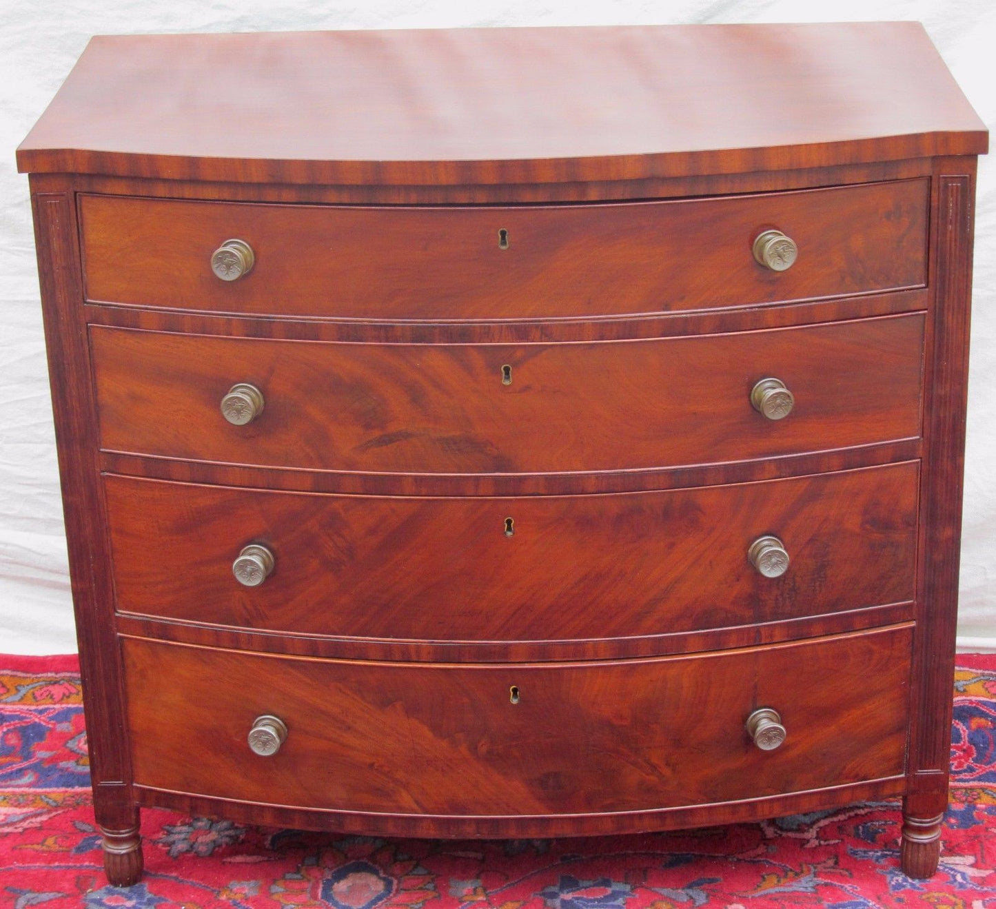 FEDERAL PERIOD PHILADELPHIA BOW FRONT MAHOGANY DRESSER