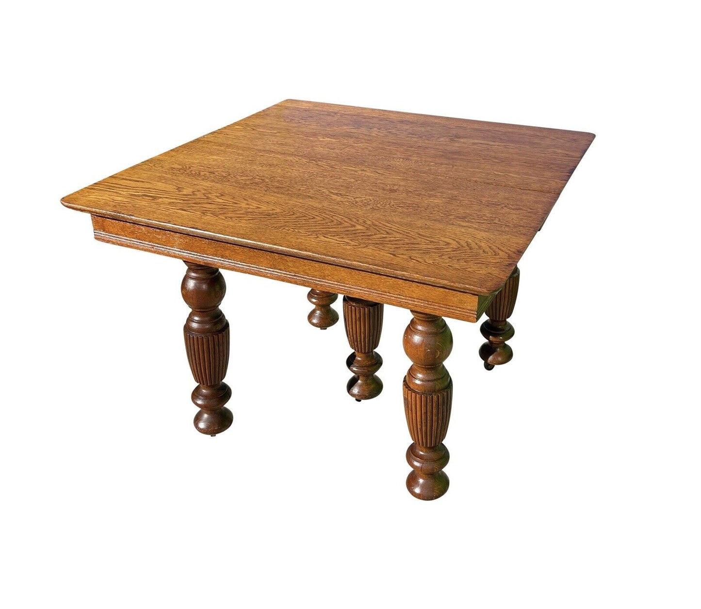 19th C Antique Victorian Oak Dining Table With 5 Leaves - 7.5+ Feet Long