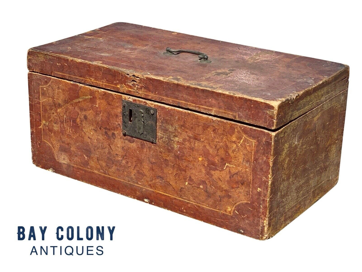 Antique Painted Document Box - Faux Tortoise Shell Decoration