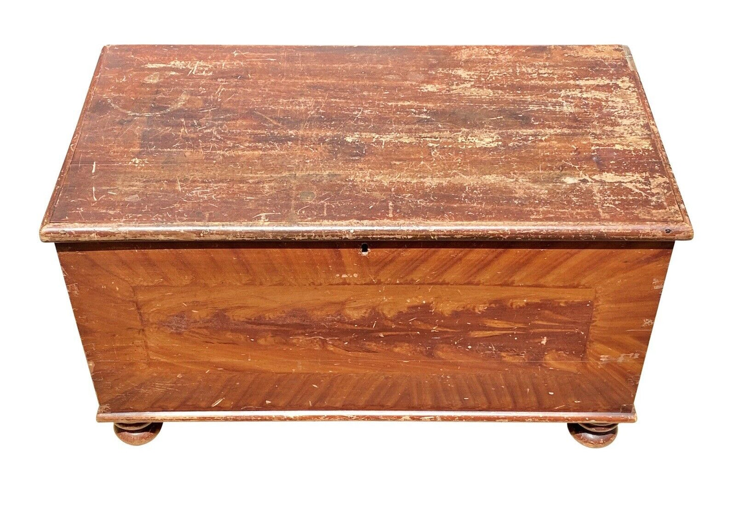 19th C Antique Vermont Grain Painted Blanket Chest / Blanket Box