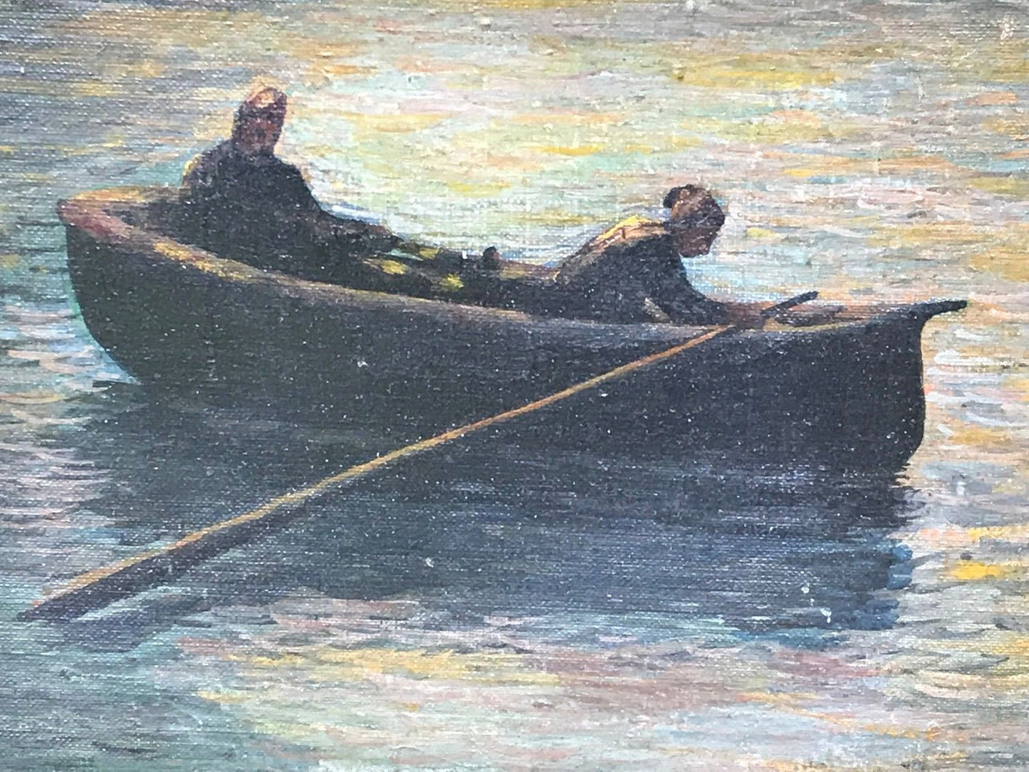 1922 RJ GRUNWALD OIL ON CANVAS VIEW OF ISTANBUL HARBOR ORIENTALIST SCENE - RARE