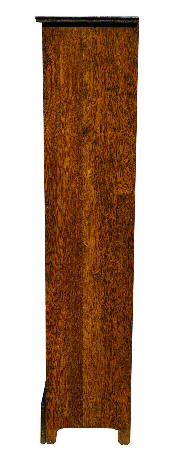 19TH C ANTIQUE VICTORIAN TIGER OAK SINGLE DOOR BOOKCASE / CHINA CABINET