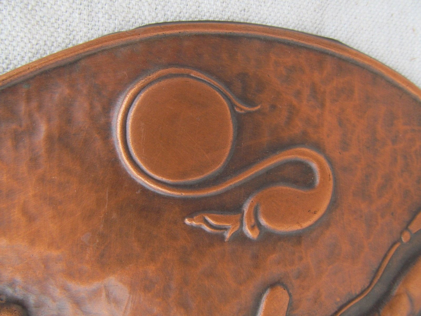 ARTS & CRAFTS STYLE COPPER EGYPTIAN REVIVAL WALL PLAQUE - A. GILLES
