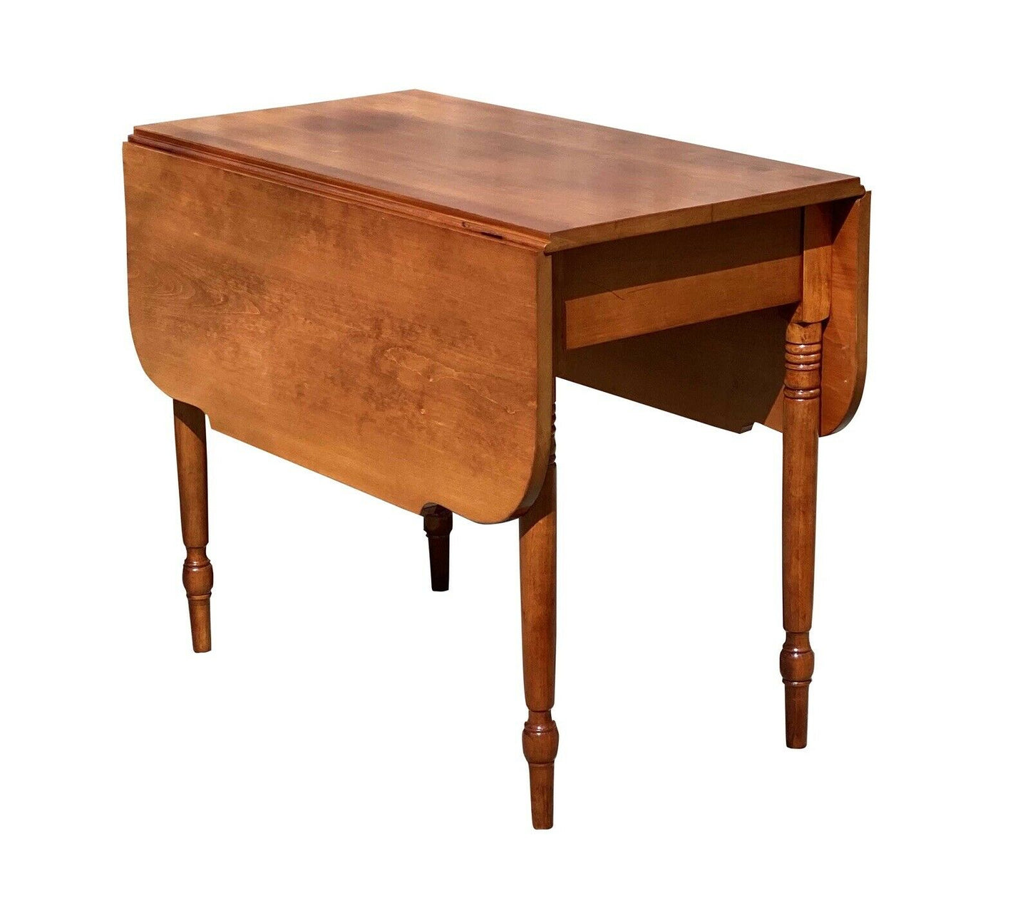 19th C Antique Country Sheraton Cherry Drop Leaf Dining Table