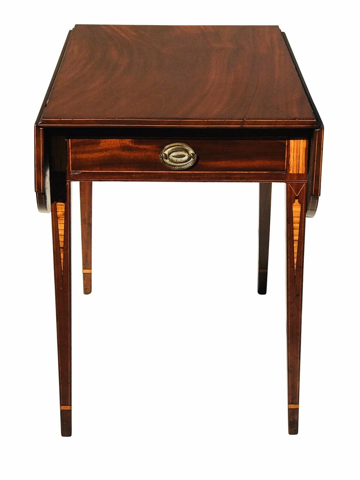 19TH C ANTIQUE PELATIAH BLISS MAHOGANY HEPPLEWHITE DROP LEAF PEMBROKE TABLE