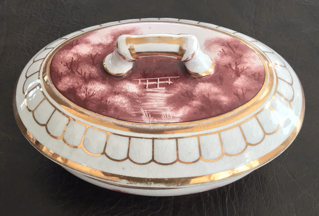 EXCELLENT COMPLETE 6 PC STONE CHINA TOILETRY COMMODE CHAMBER POT SET