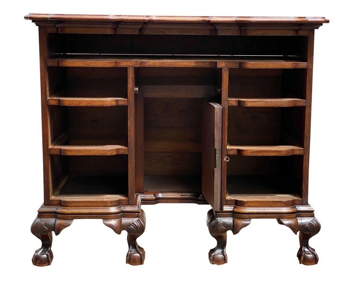 18th C Antique Chippendale Mahogany Shell Carved Knee Hole Desk / Dressing Table