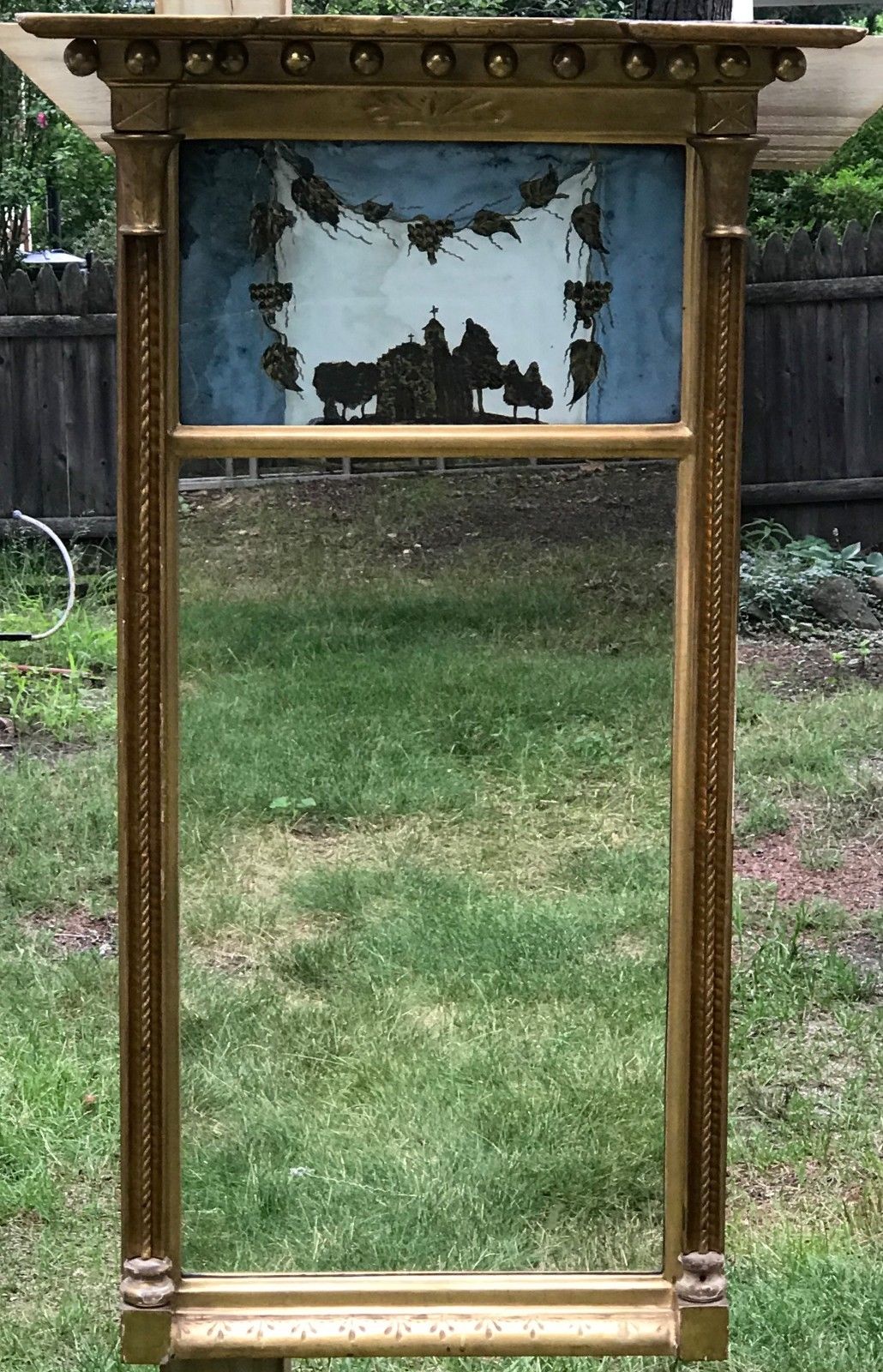 EARLY 19TH C FEDERAL PERIOD EGLOMISE MIRROR BY JOHN DOGGETT - ROXBURY MA 1810