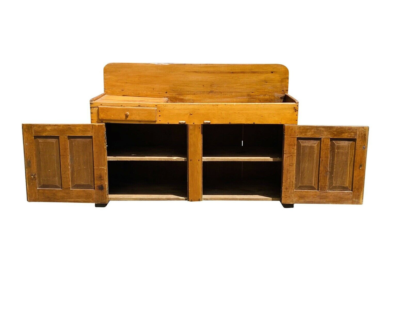19TH C ANTIQUE COUNTRY PRIMITIVE PUMPKIN PINE DRY SINK ~ SIDEBOARD / SERVER
