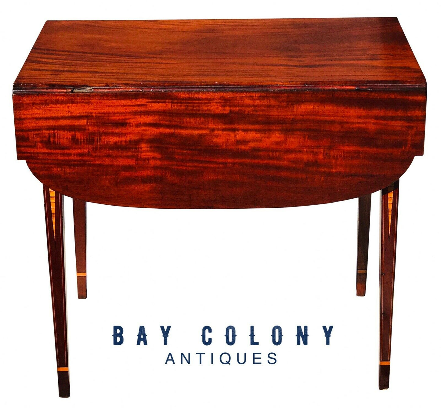 19TH C ANTIQUE PELATIAH BLISS MAHOGANY HEPPLEWHITE DROP LEAF PEMBROKE TABLE