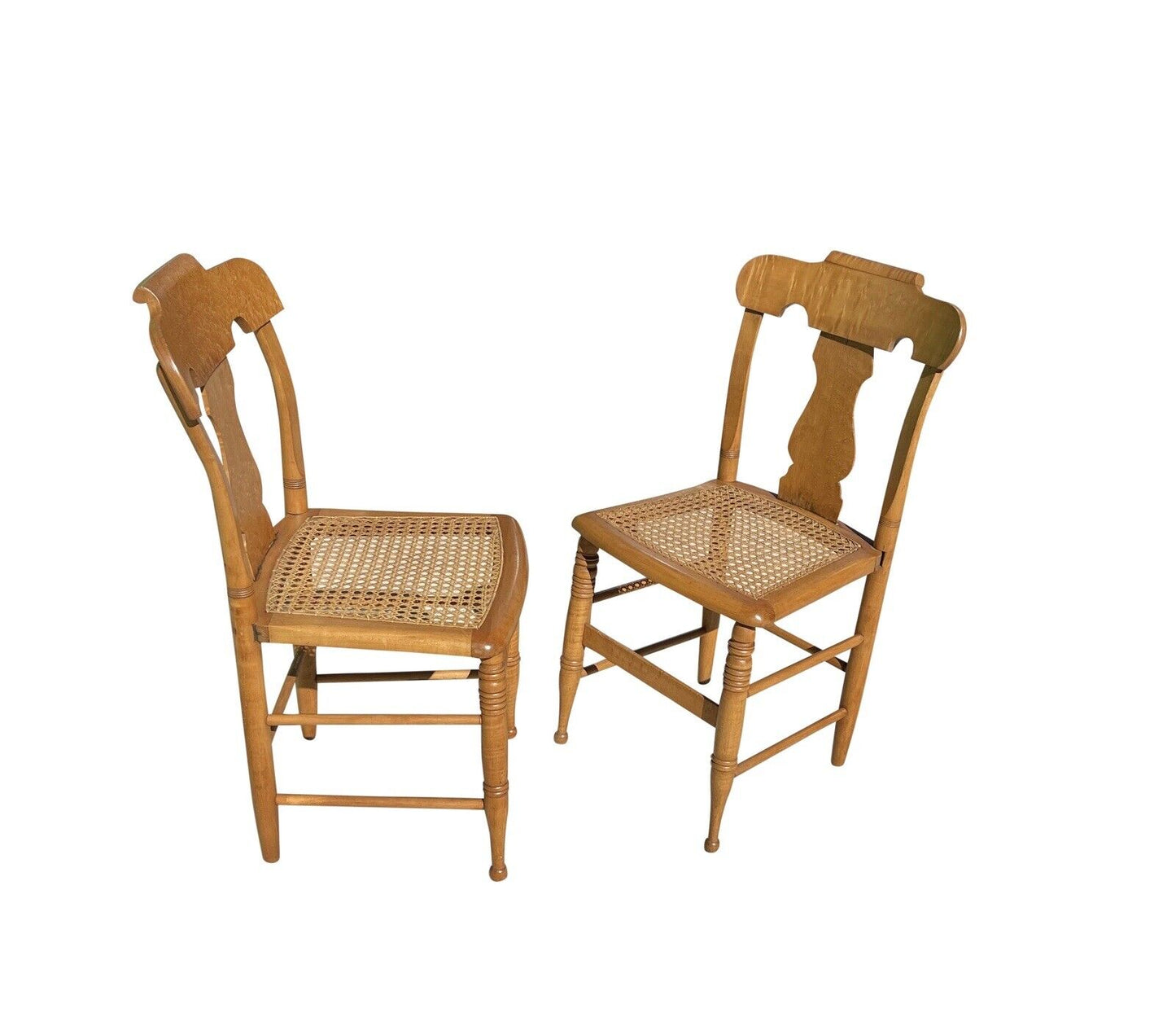 Pair of Federal Bird's Eye Maple New York Side Chairs Signed S. Ely - Circa 1830